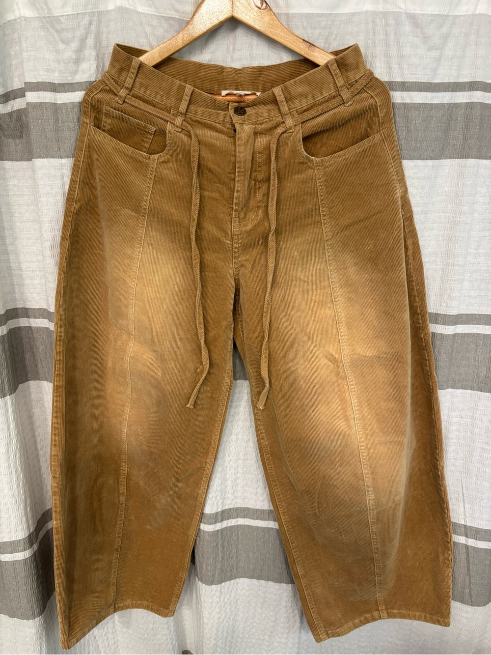 Peach Love California Womens Corduroy Wide Leg Pants in Camel Brown